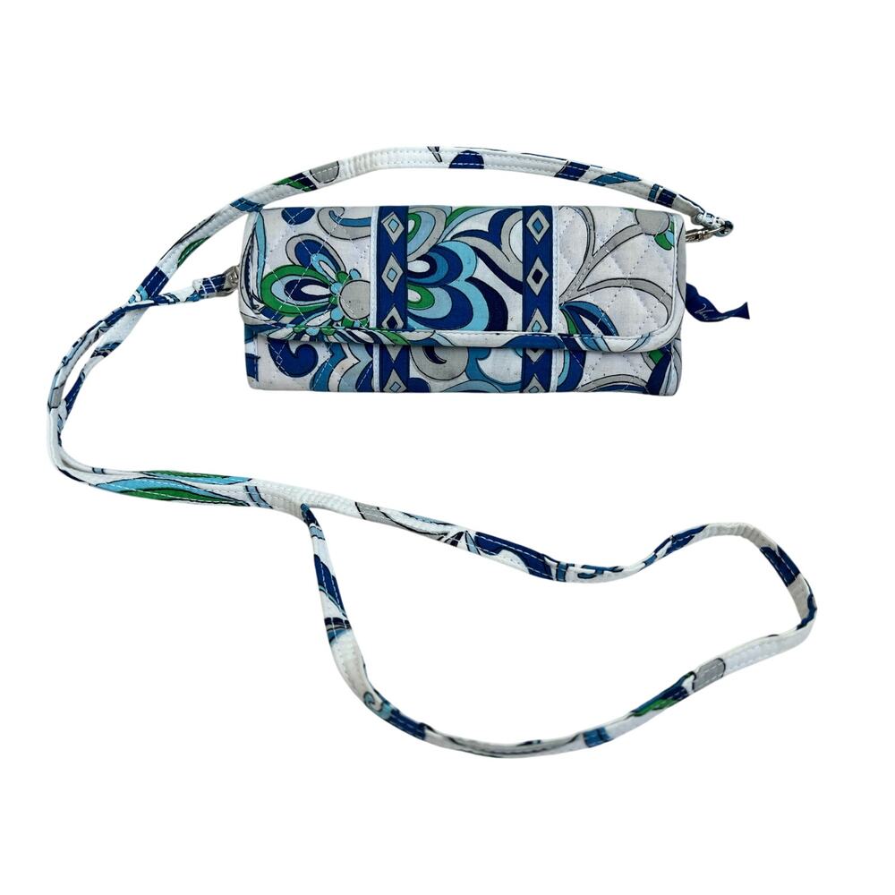 Vera Bradley Mediterranean White Trifold Crossbody Purse/Wallet